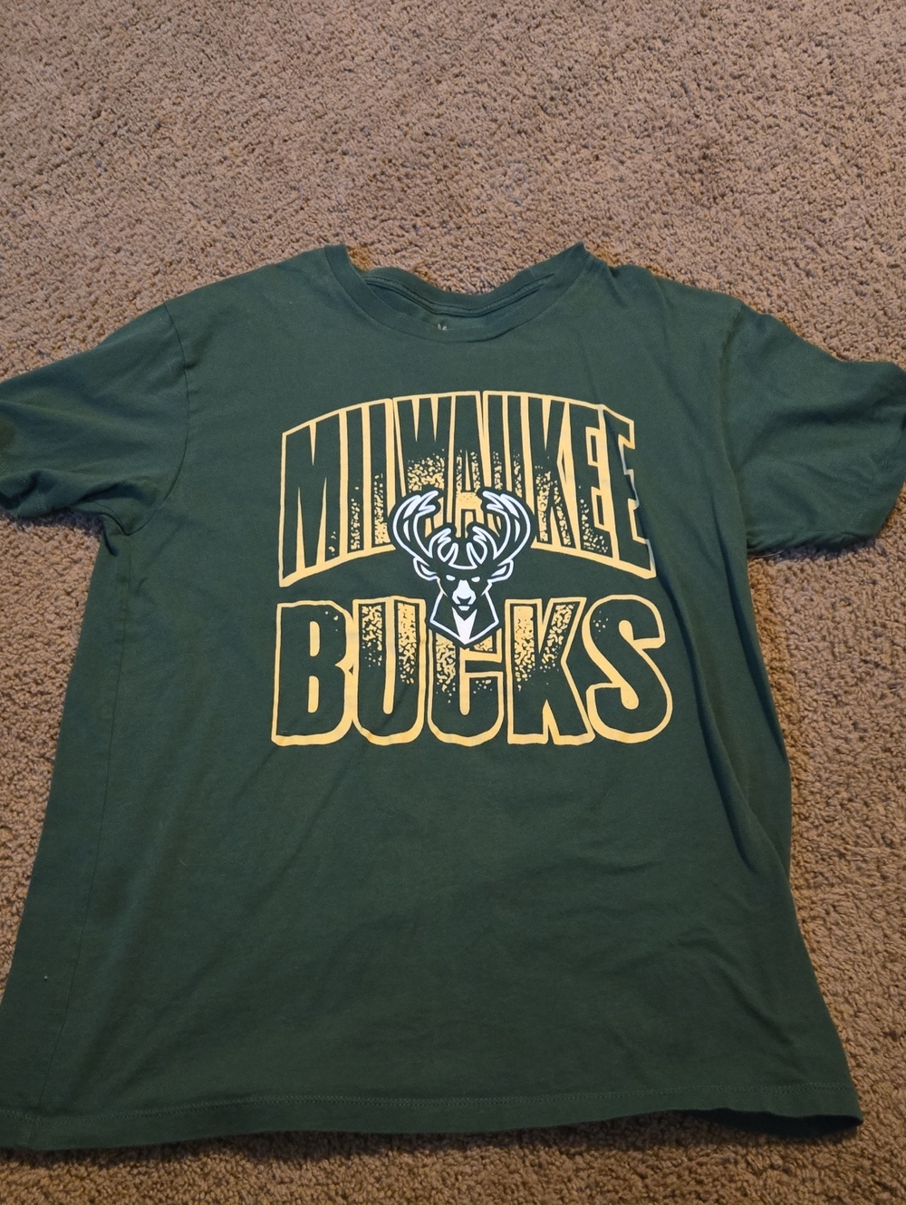 Milwaukee Bucks Green Tee with Yellow Logo